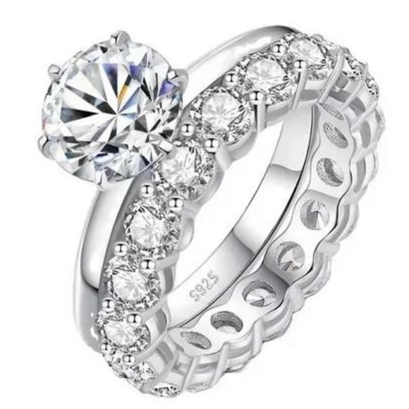 Certified 2ct. t.w. Moissanite Diamond Wedding Ring Set NEW - Picture 1 of 9